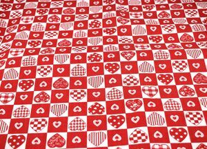 Quilting Fabric Sewing  Red White Hearts Valentines 2-1/4 yards Granny Core